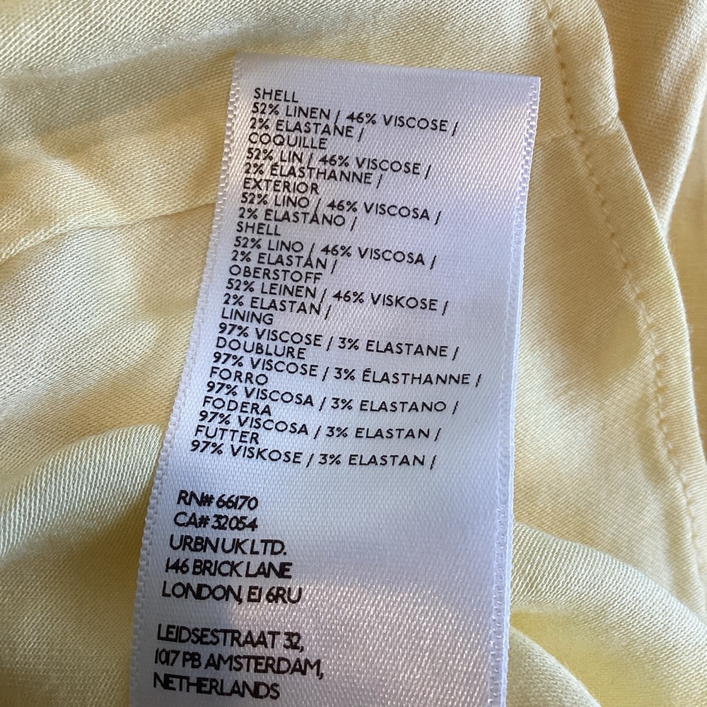Anthropologie Sleeveless Linen Mini Dress Maeve Ophelia New 14 Butter Yellow - Picture 14 of 15
